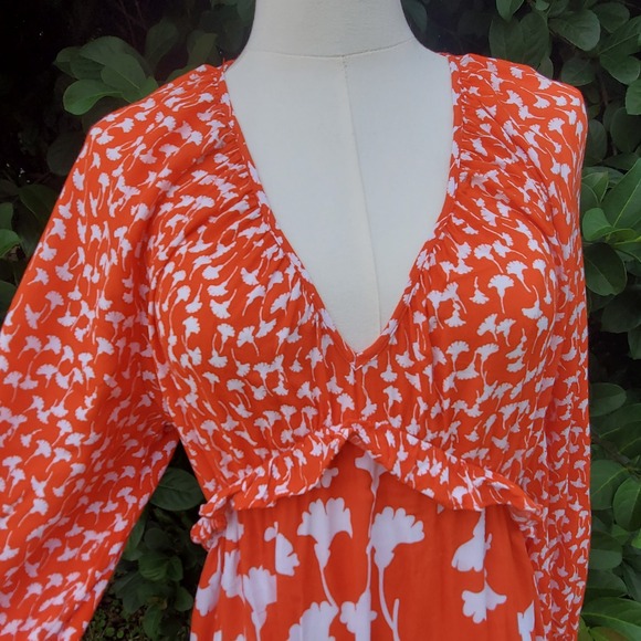 Diane Von Furstenberg x Target Ginkgo Maxi Dress Women M Orange Milkmaid Cottage - Picture 3 of 15